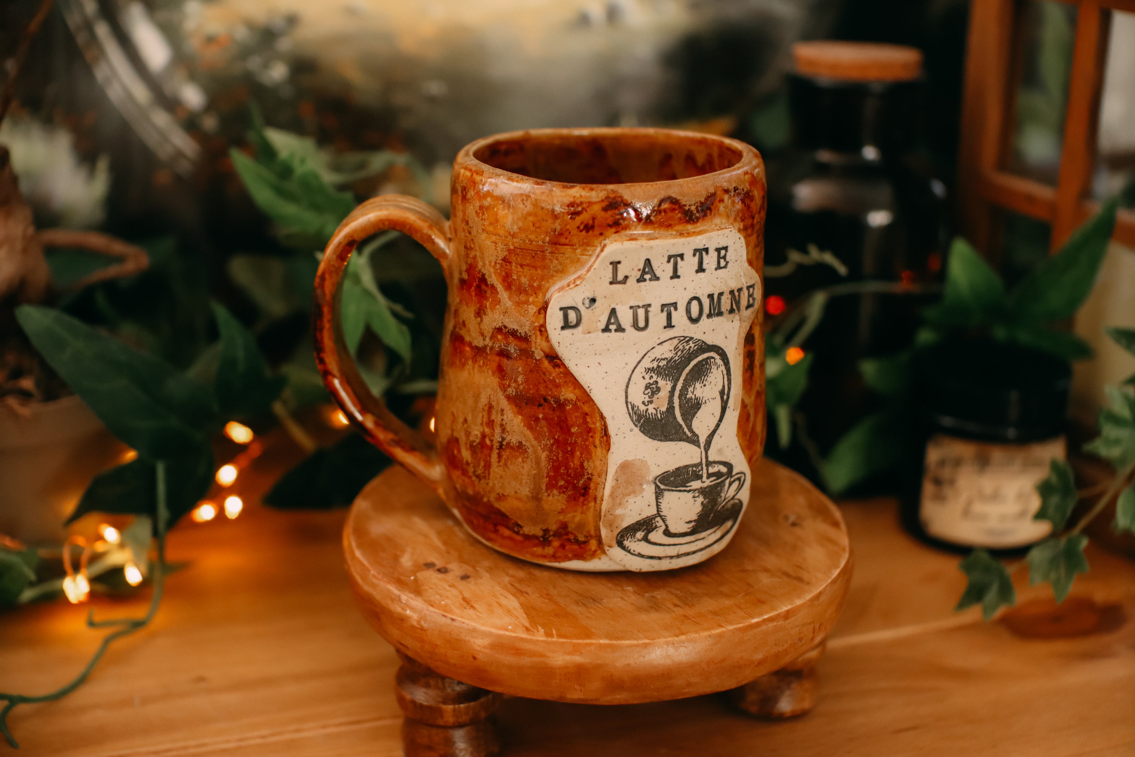 Petite tasse en grès style apothicaire  « Latte d'automne »