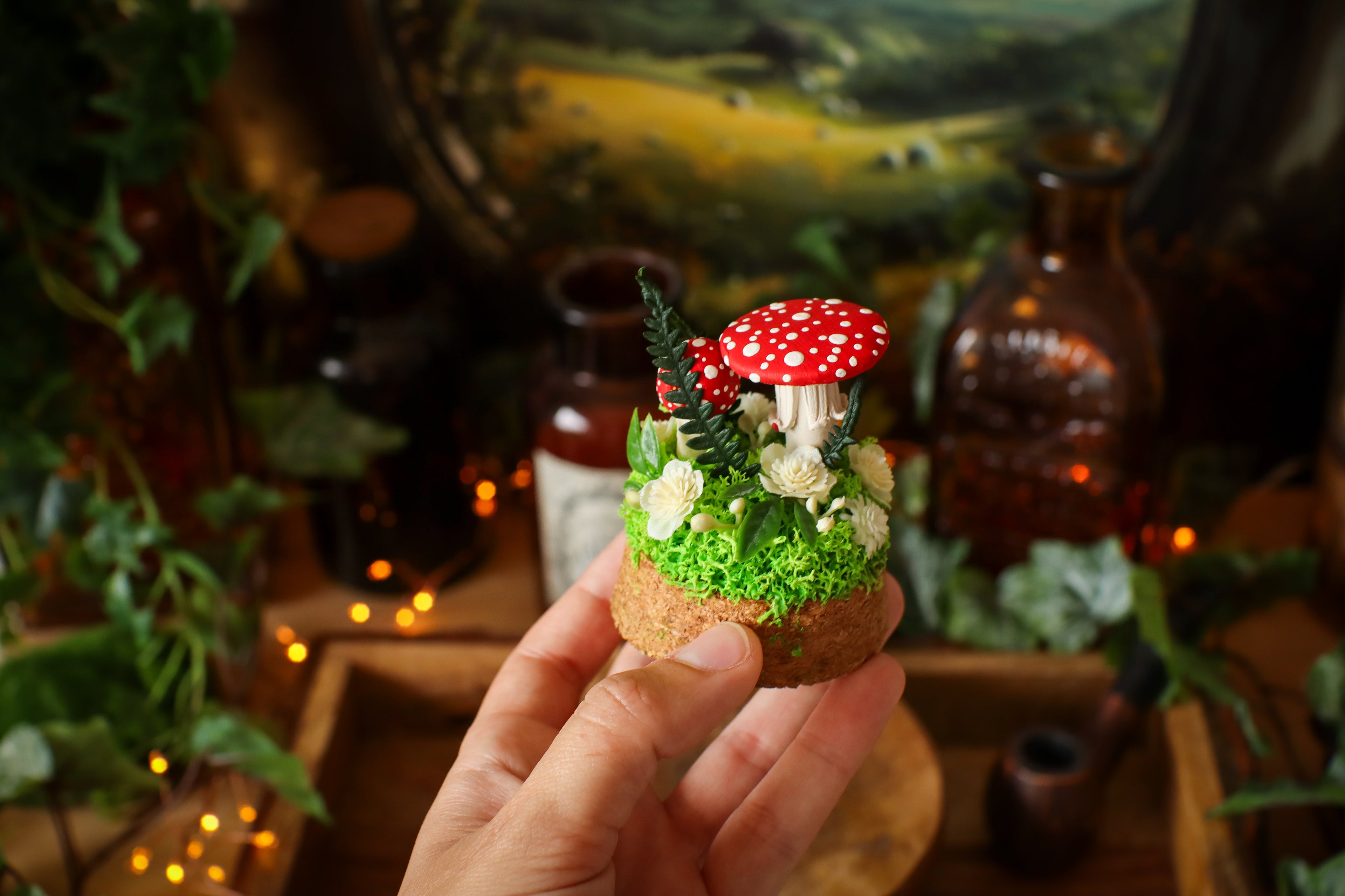 Mini-cloche aux amanites « Écrin de forêt »