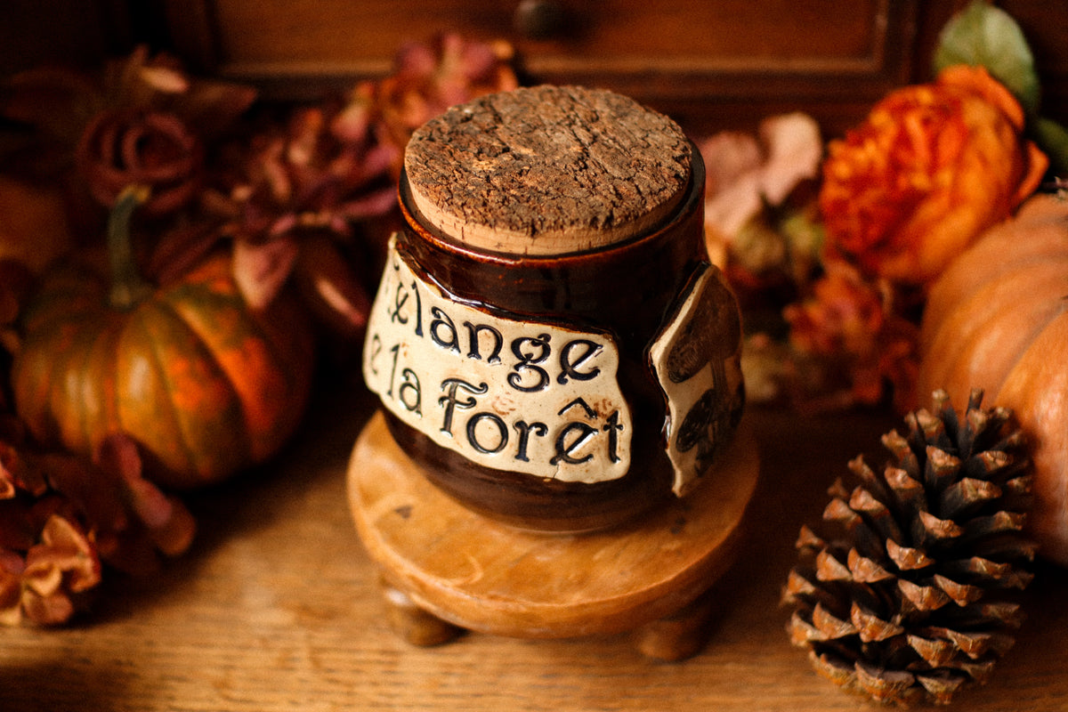 Grand pot pour cuisine style apothicaire avec étiquette « Mélange de la forêt »