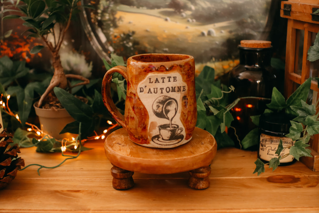 Petite tasse en grès style apothicaire  « Latte d'automne »
